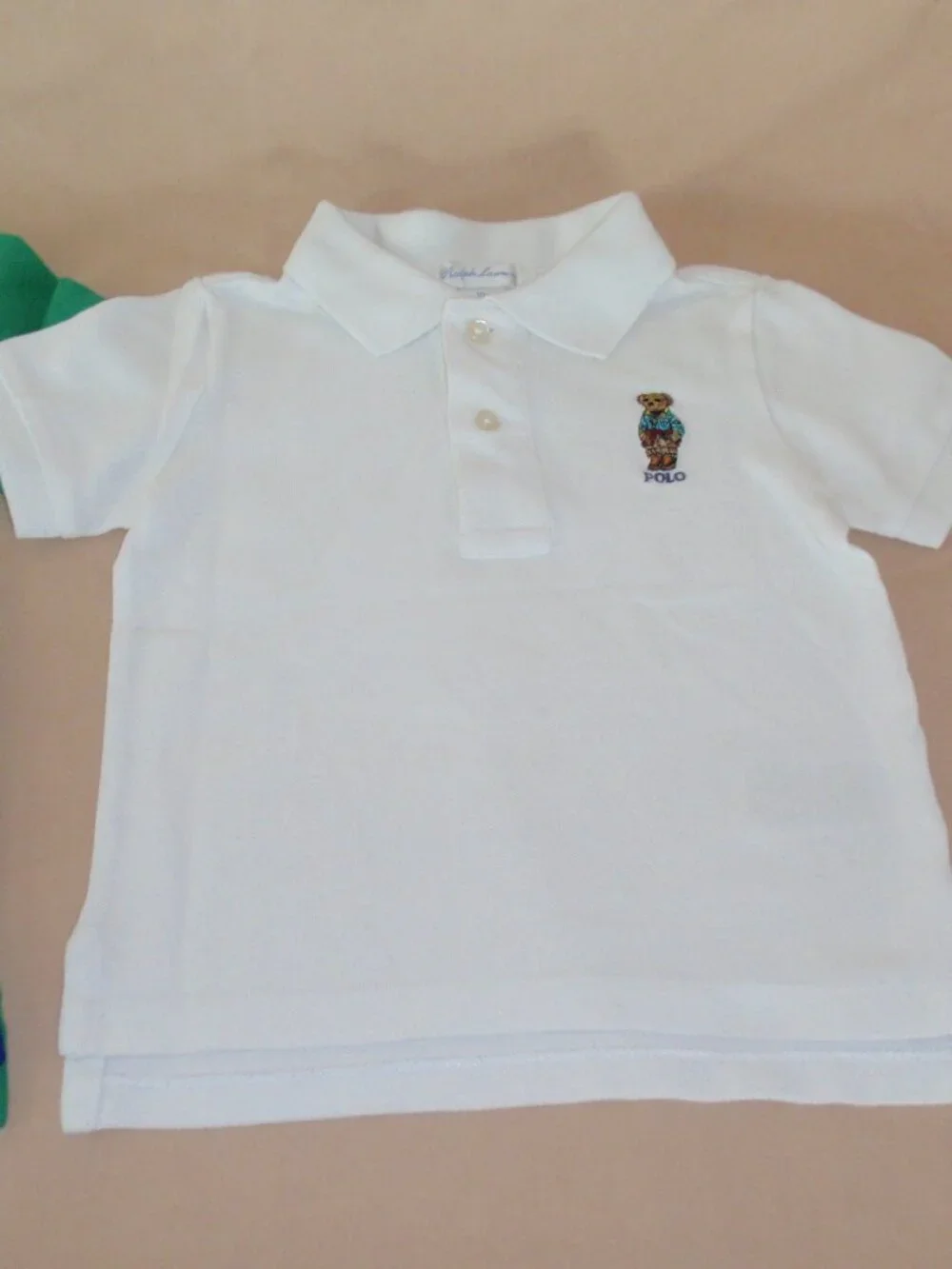 Lot of 2 Ralph Lauren Bear Colorblock Short Sleeve Pique Polos Sz 18m 2t